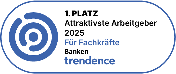 Siegel von Tredence: 1. Platz; Attraktivster Arbeitgeber 2025 für Fachkräfte im Bereich Banken